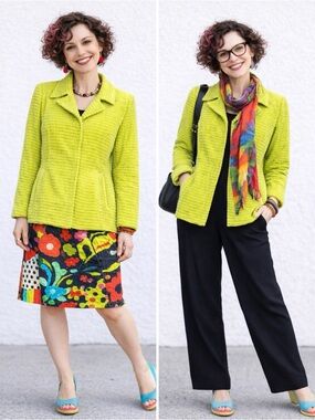 UBU Pack Your Personality Lime Green Textured Corduroy Jacket Point Collar~M💛